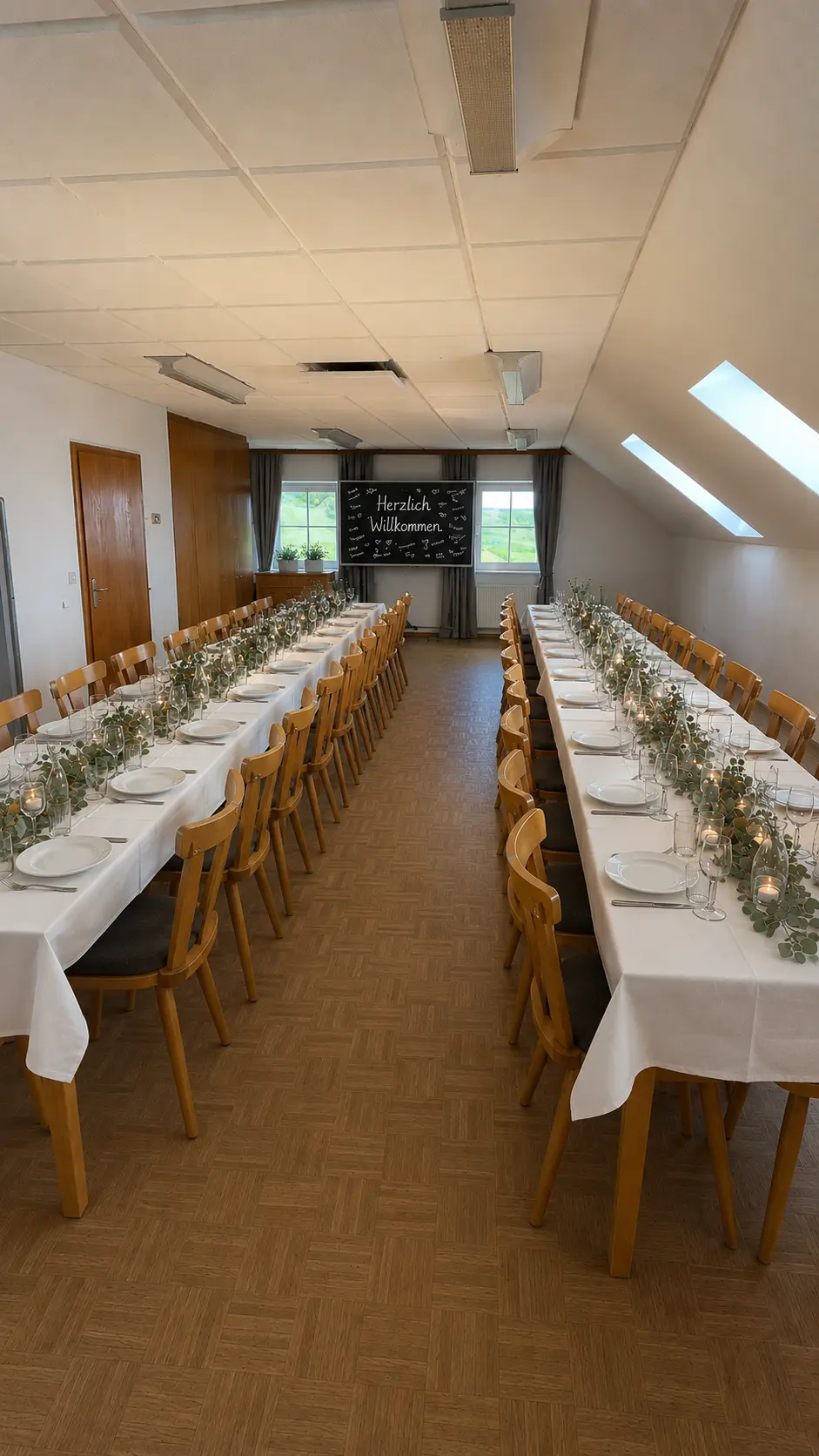Ein Beispielbild für eine Tafel für eine Feier im Veranstaltungsraum Koglerhaus in der Nähe von Linz.